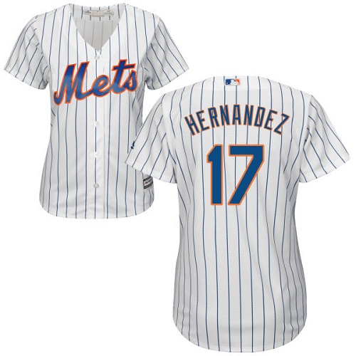 Mets #17 Keith Hernandez White(Blue Strip) Home Women's Stitched MLB Jersey